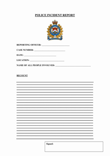 Blank Police Report Template Inspirational Police Incident Report form by Gibboanseo Teaching