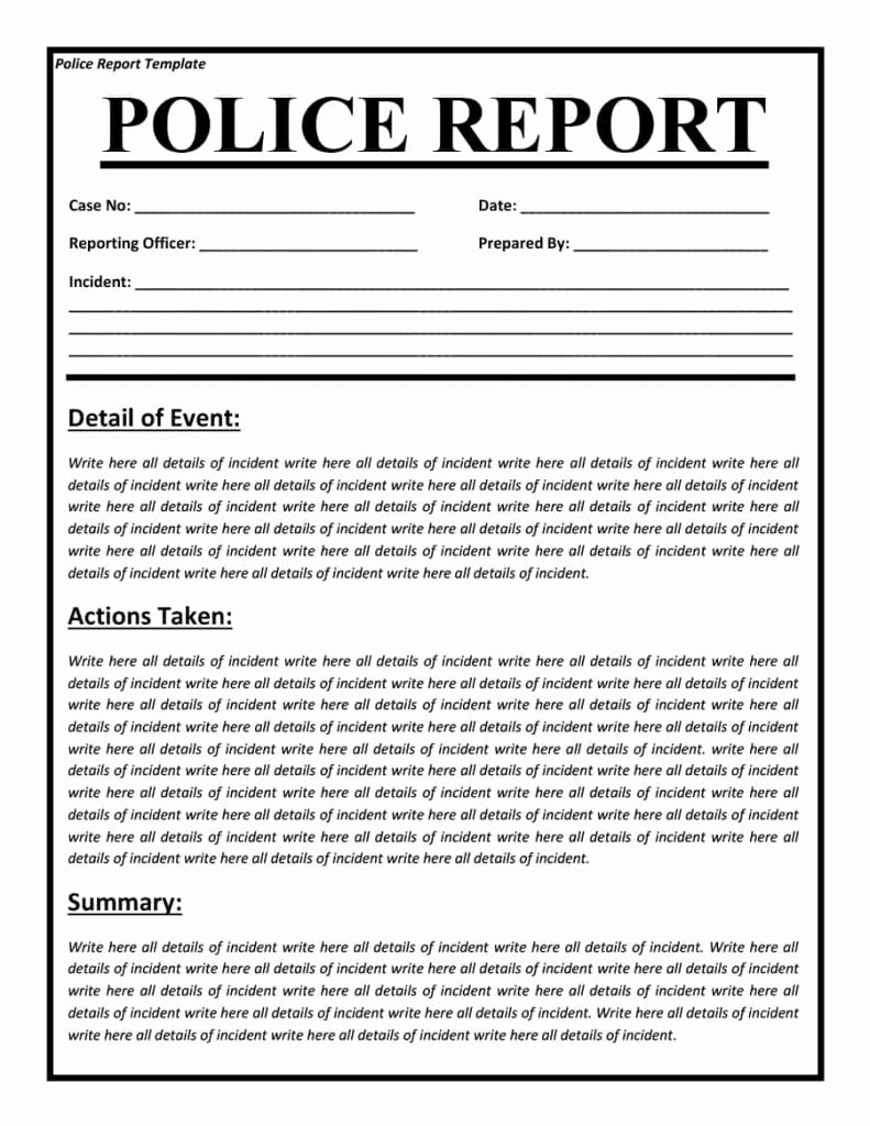 Blank Police Report Template Inspirational Police Report Templates 8 Free Blank Samples Template