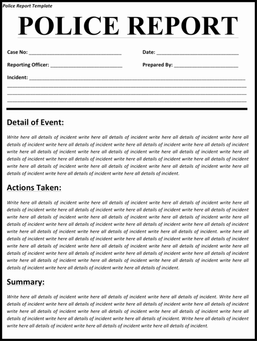Blank Police Report Template Unique 5 Police Report Templates Excel Pdf formats