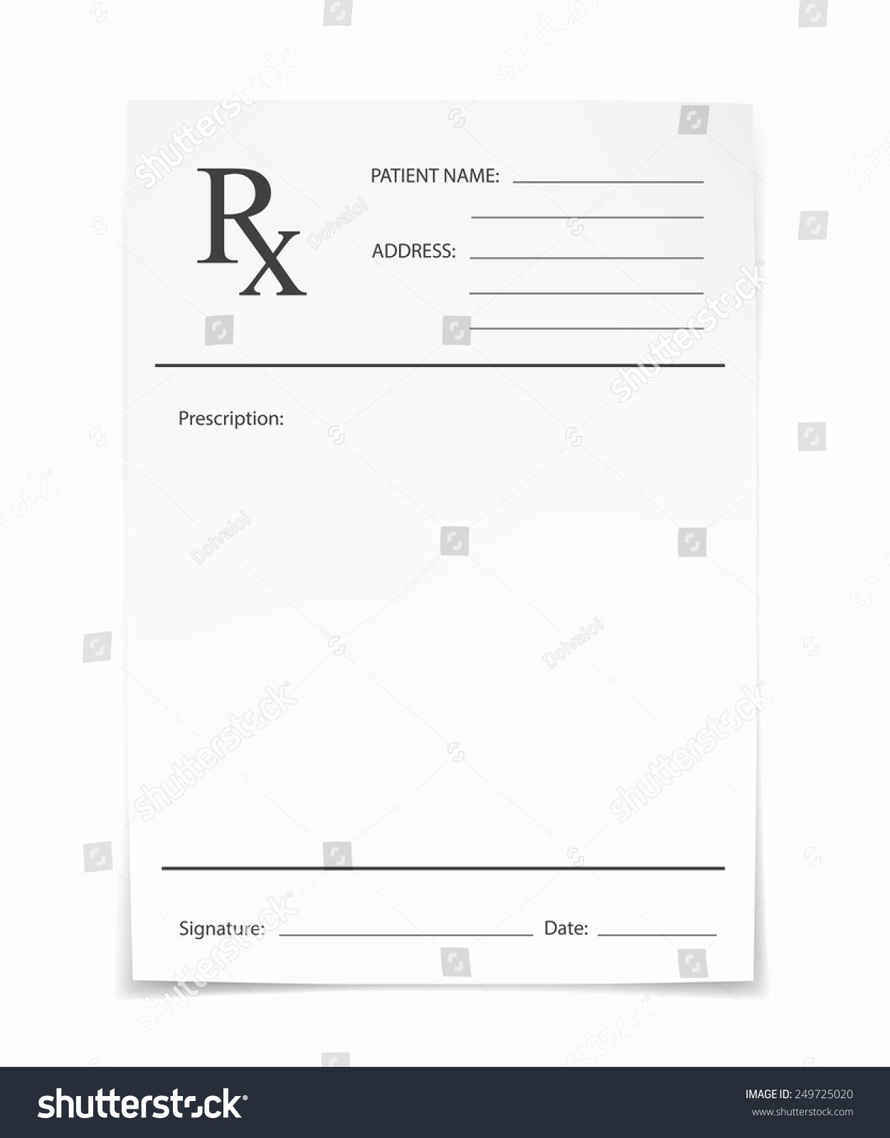 Blank Prescription Pad Template Fresh Blank Rx Prescription form isolated Stock Vector
