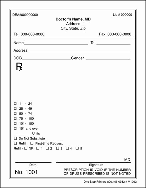 Blank Prescription Pad Template Luxury Doctor S Rx Pads &amp; Slips with Security Paper M1092