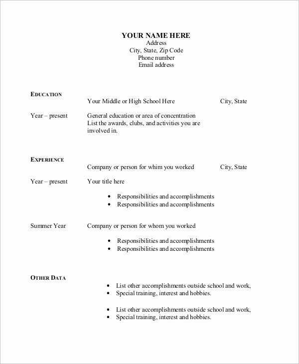 Blank Resume Template Pdf Beautiful 9 Sample Blank Resumes