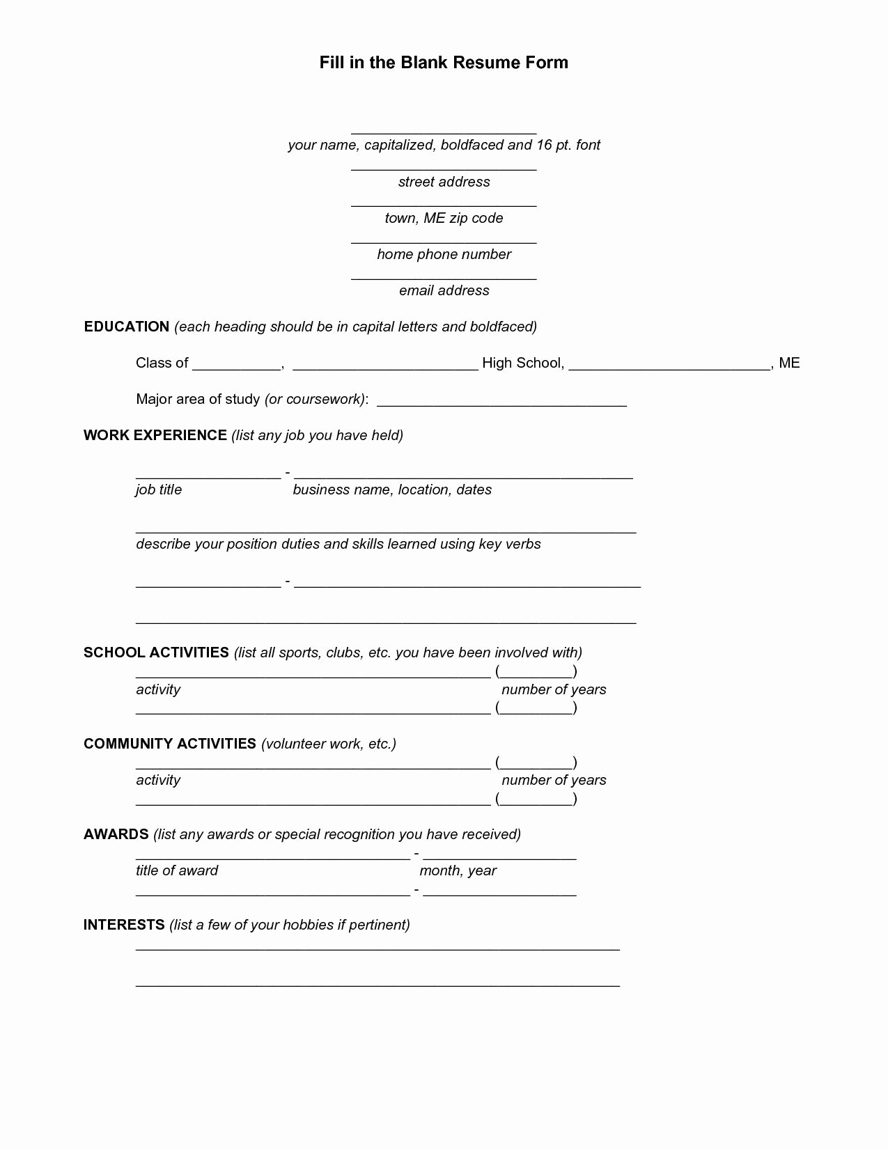 Blank Resume Template Pdf Beautiful Blank Job Resume form We Provide as Reference to Make