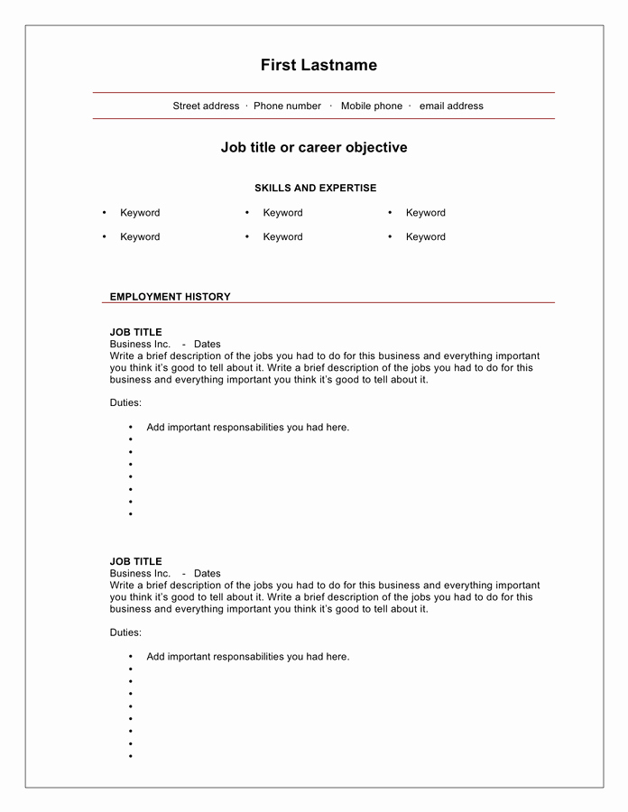 Blank Resume Template Pdf Inspirational Blank Cv Template Free Documents for Pdf Word