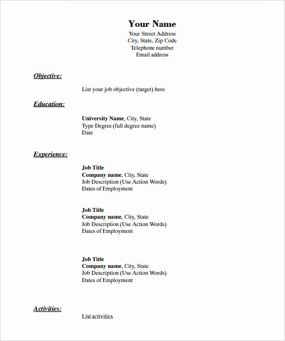 Blank Resume Template Pdf Luxury 46 Blank Resume Templates Doc Pdf