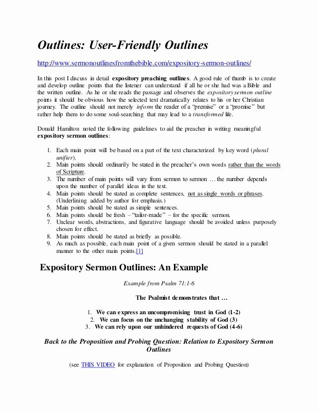 Blank Sermon Outline Template Awesome Expository Sermon Outlines Bing Images