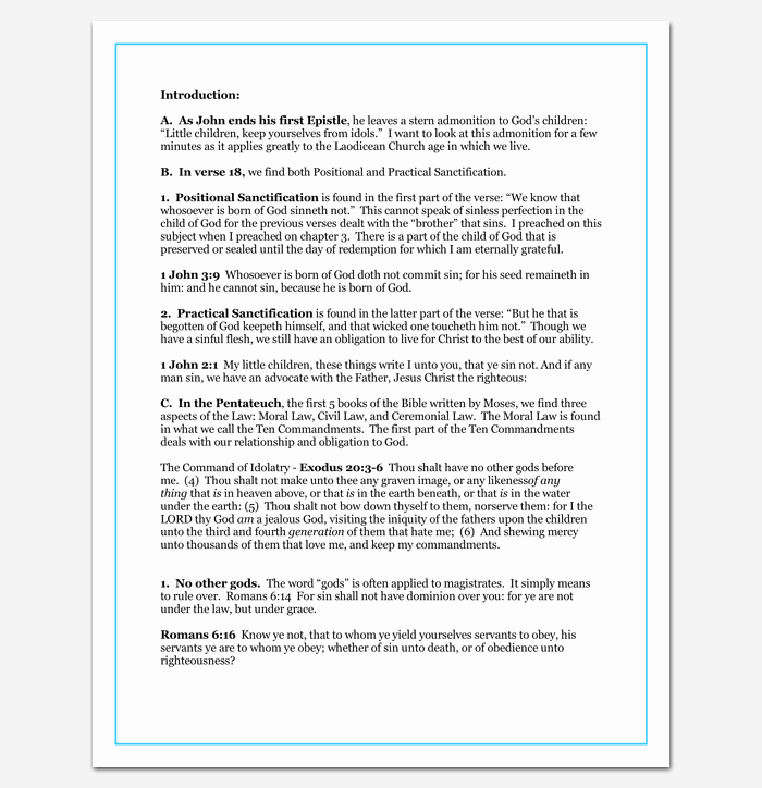 Blank Sermon Outline Template Best Of Sermon Outline Template 12 for Word and Pdf format