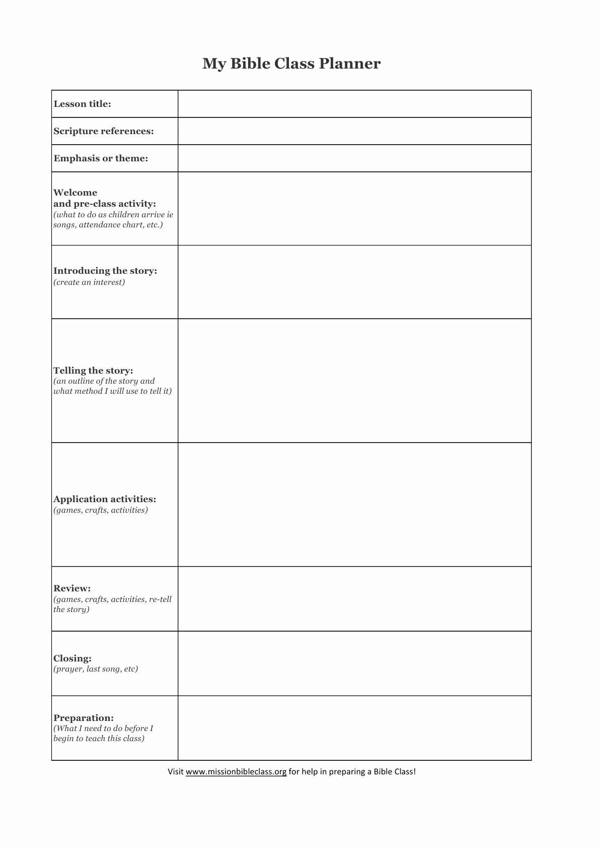 Blank Sermon Outline Template Unique Blank Lesson Plan Templates to Print