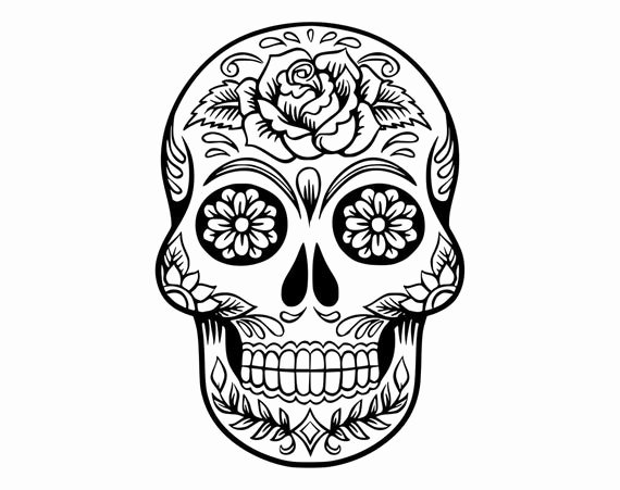 Blank Sugar Skull Template Awesome Sugar Skull Svg Candy Skull Svg Dxf Sugar Skull Black&amp;white