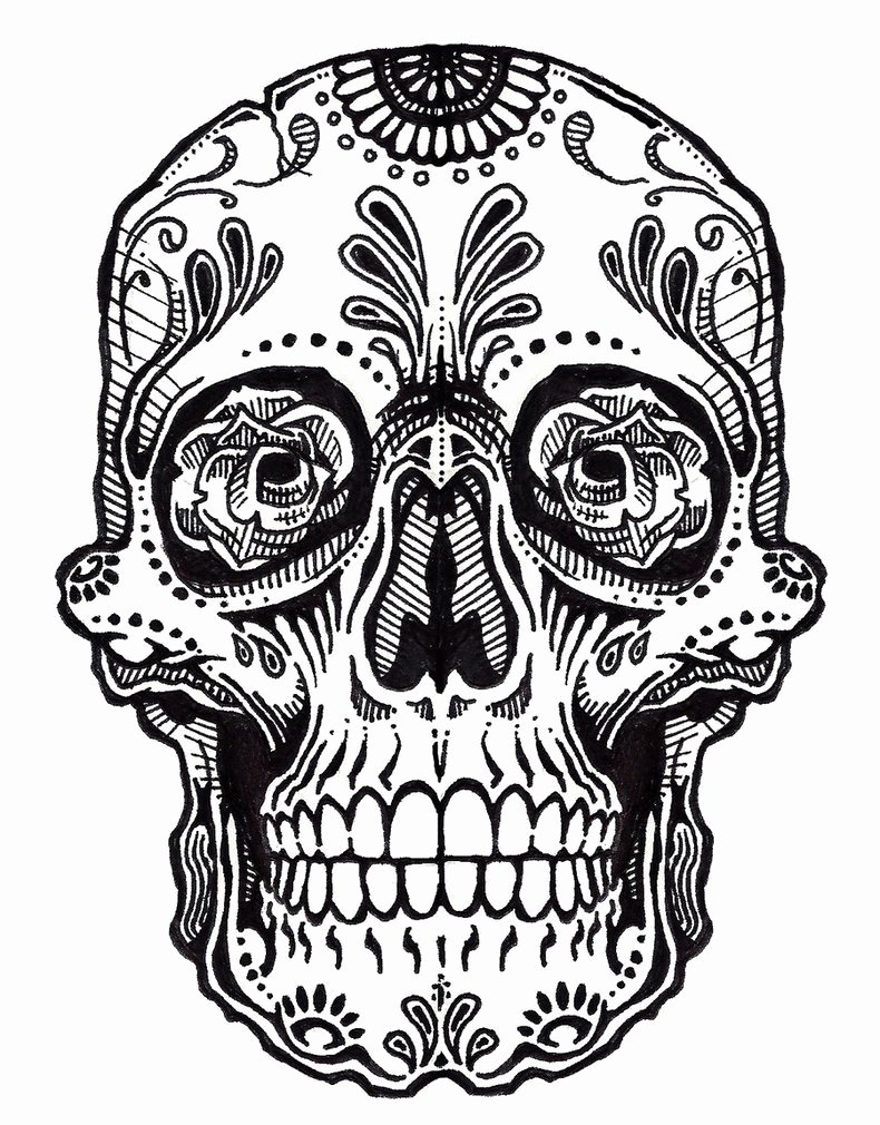 Blank Sugar Skull Template Luxury Sugar Skull Clipart Outline Pencil and In Color Sugar