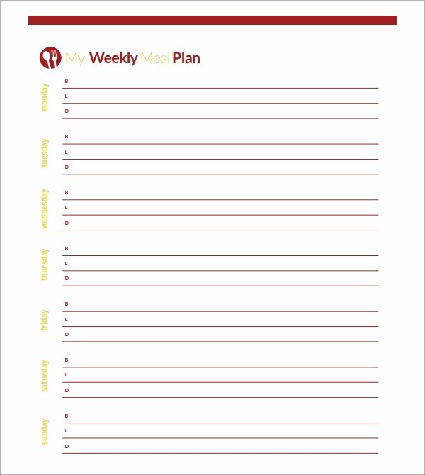 Blank Weekly Menu Lovely 18 Meal Planning Templates Pdf Excel Word