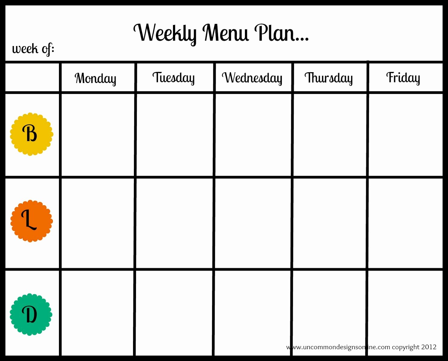 Blank Weekly Menu Lovely Blank Menu Planner Cake Ideas and Designs