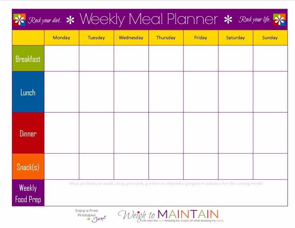 Blank Weekly Menu