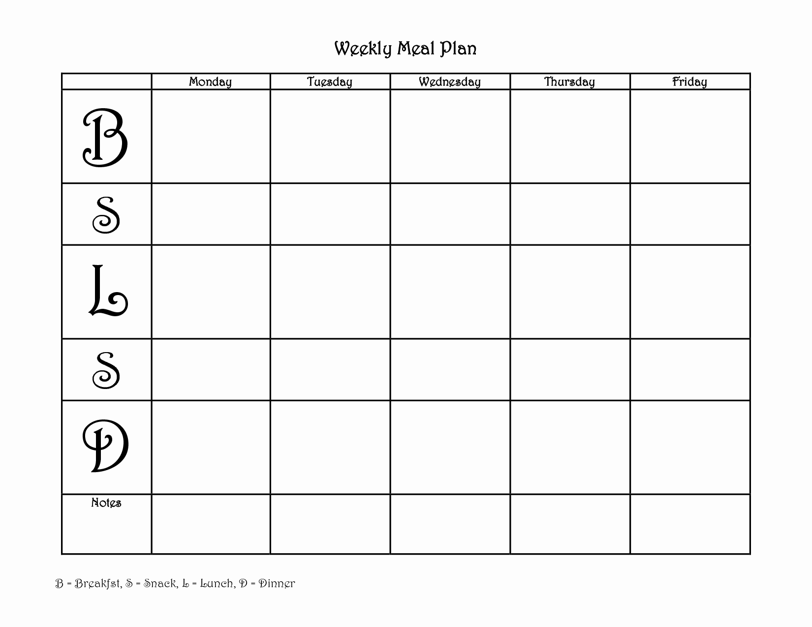 Blank Weekly Menu Lovely Blank Weekly Meal Planner Template Love that It Has 2