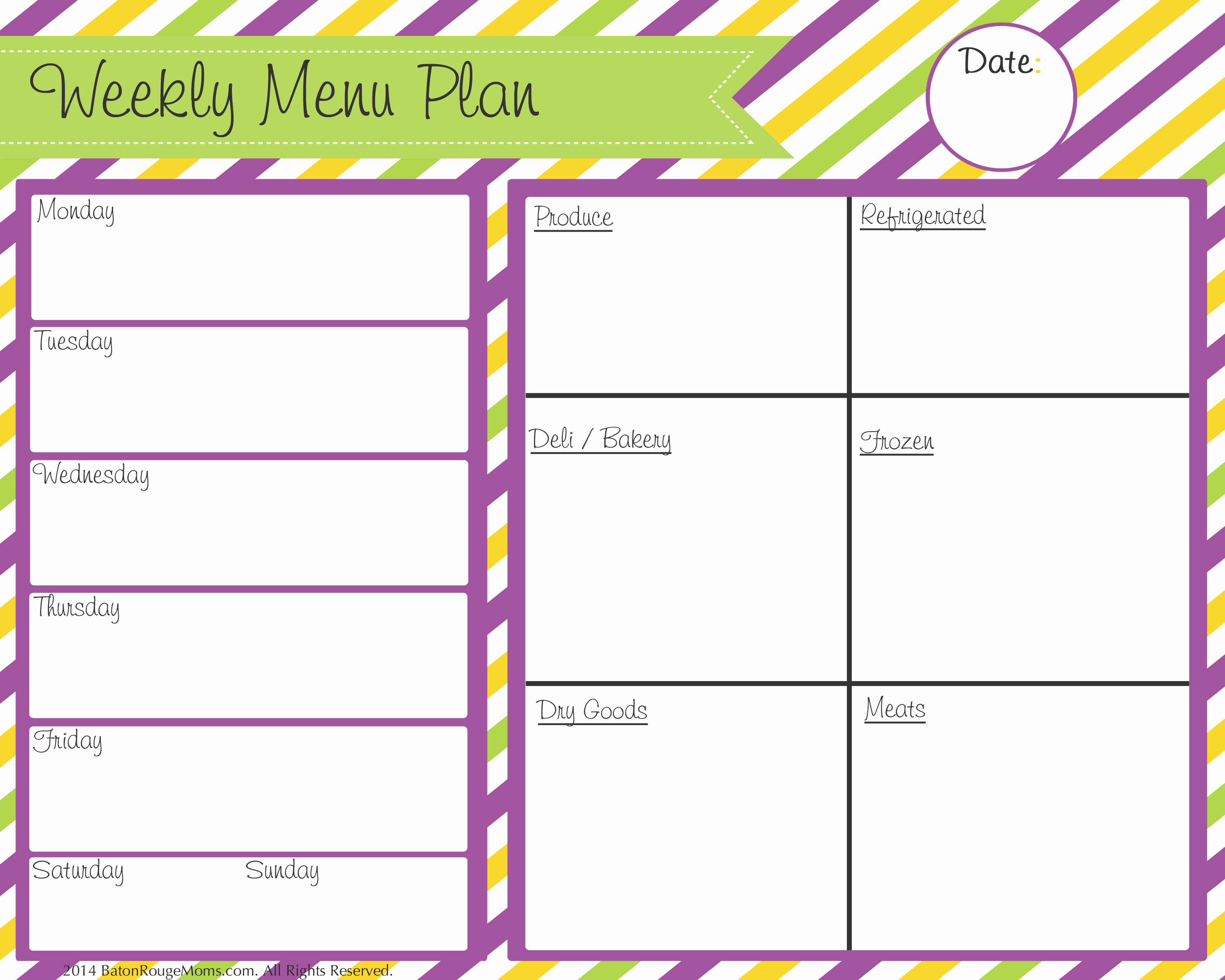 Blank Weekly Menu Lovely organizing Archives Baton Rouge Moms