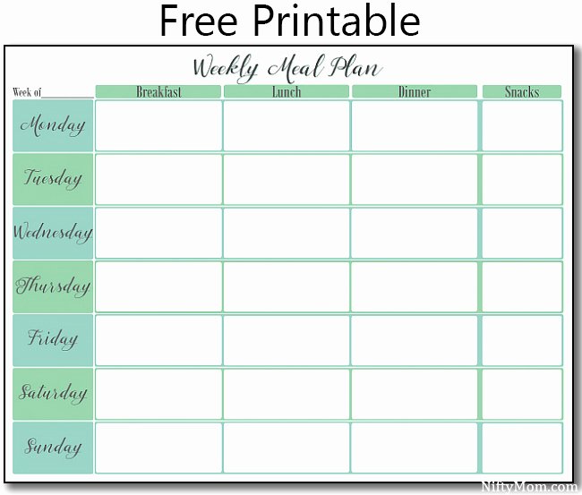 Blank Weekly Menu Lovely Printable Weekly Meal Plan