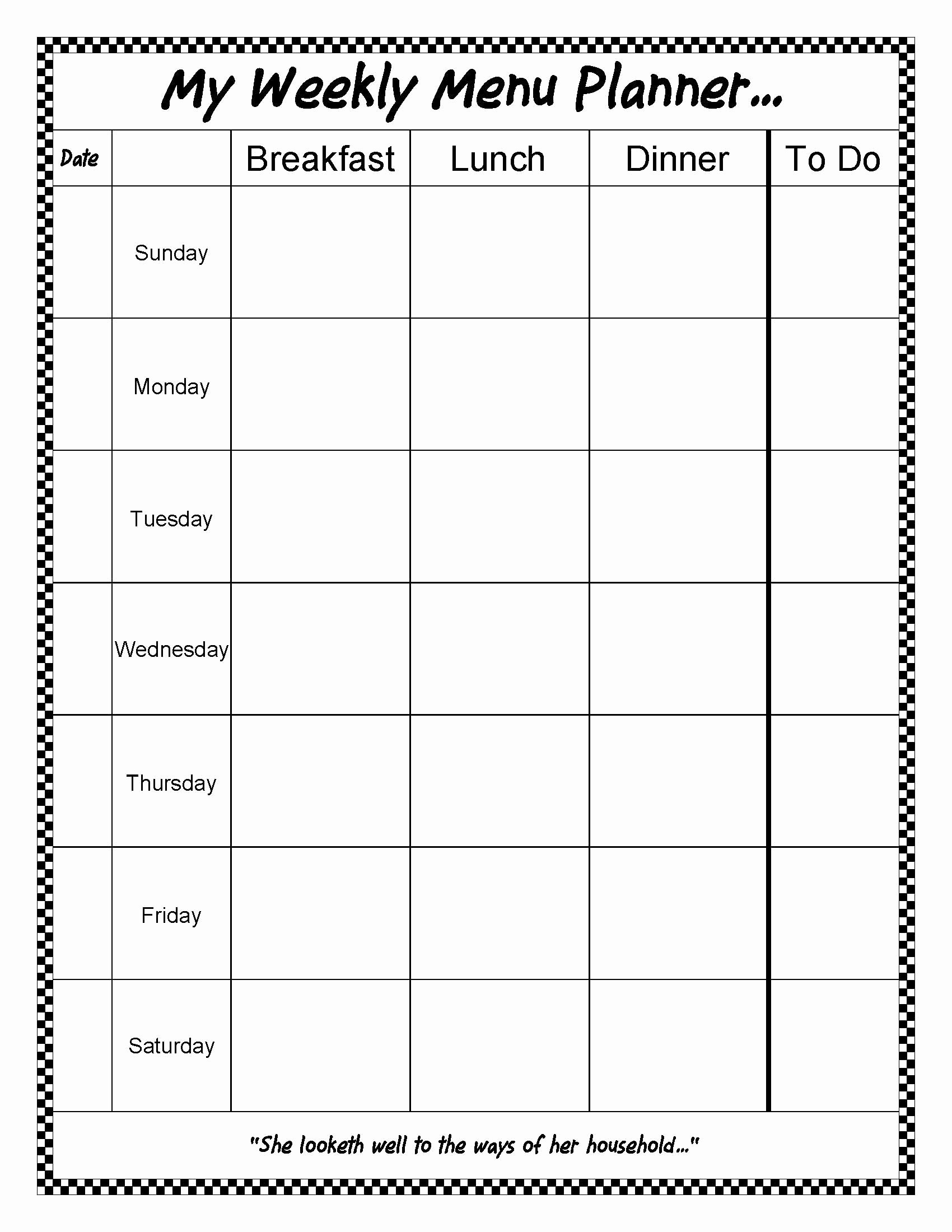 Blank Weekly Menu Luxury A Gift for You Editable Weekly Menu Planner Sheri