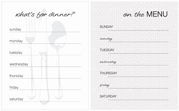 Blank Weekly Menu New 20 Free Menu Planner Printables