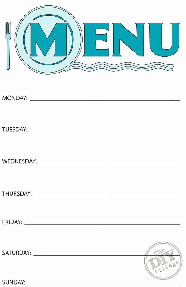 Blank Weekly Menu Template Awesome Free Printable Weekly Menu Planner the Diy Village