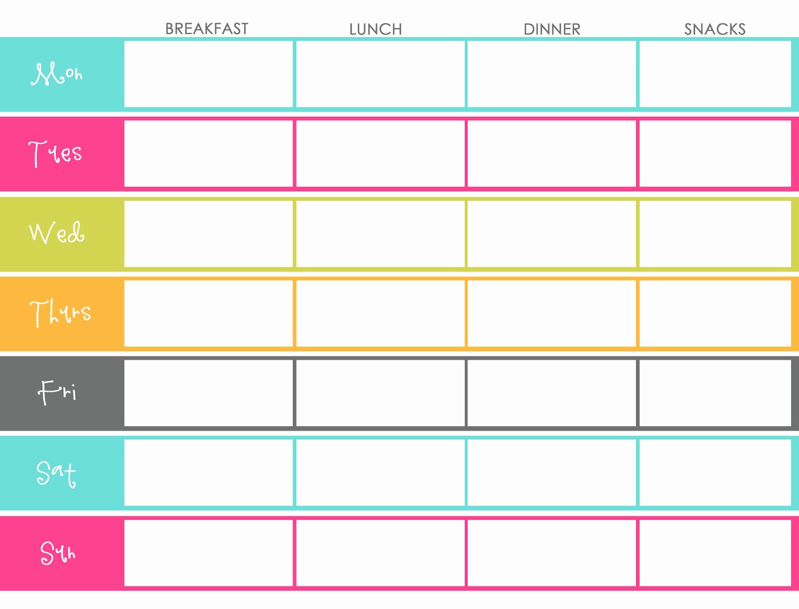 Blank Weekly Menu Template Elegant Little Housewife Meal Planning