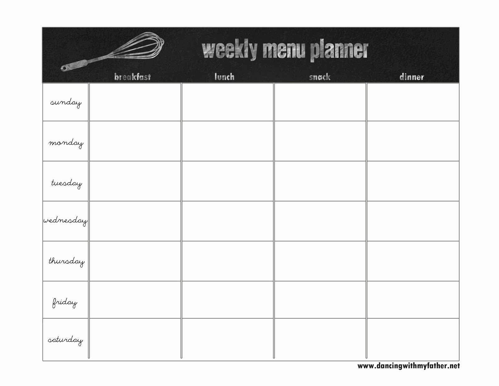 Blank Weekly Menu Template Luxury Weekly Menu Template Beepmunk