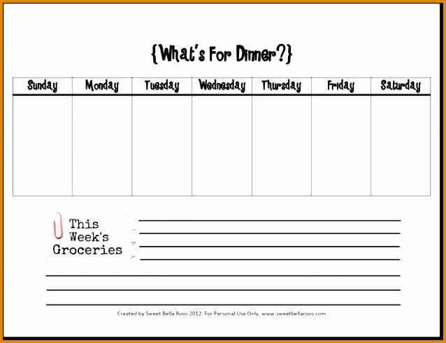Blank Weekly Menu Template New 7 Blank Weekly Menu Template Besttemplates Besttemplates