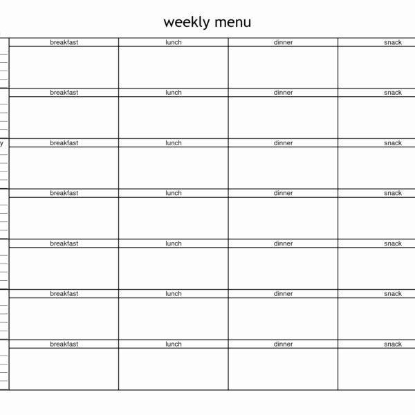 Blank Weekly Menu Template New Blank Weekly Menu Planner Template