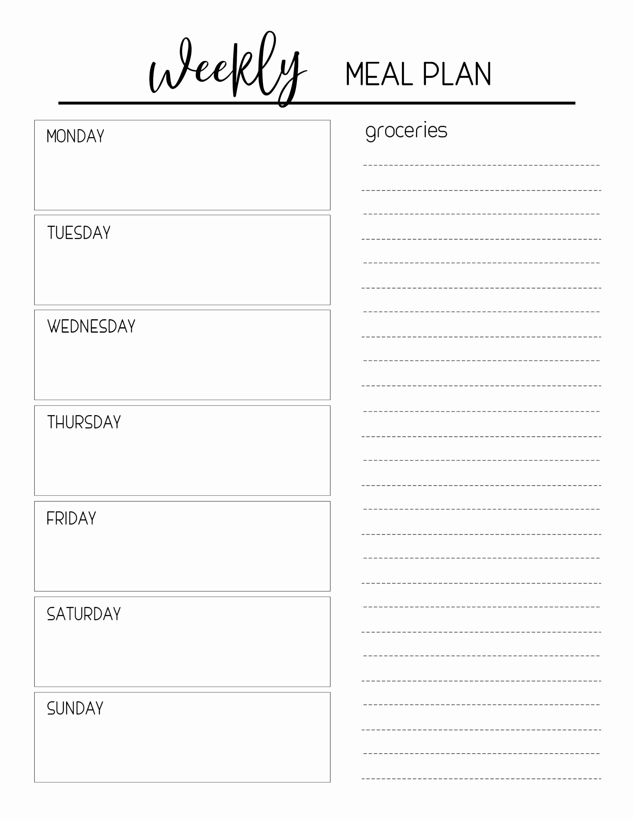 Blank Weekly Menu Template Unique Printable Meal Planning Template Paper Trail Design