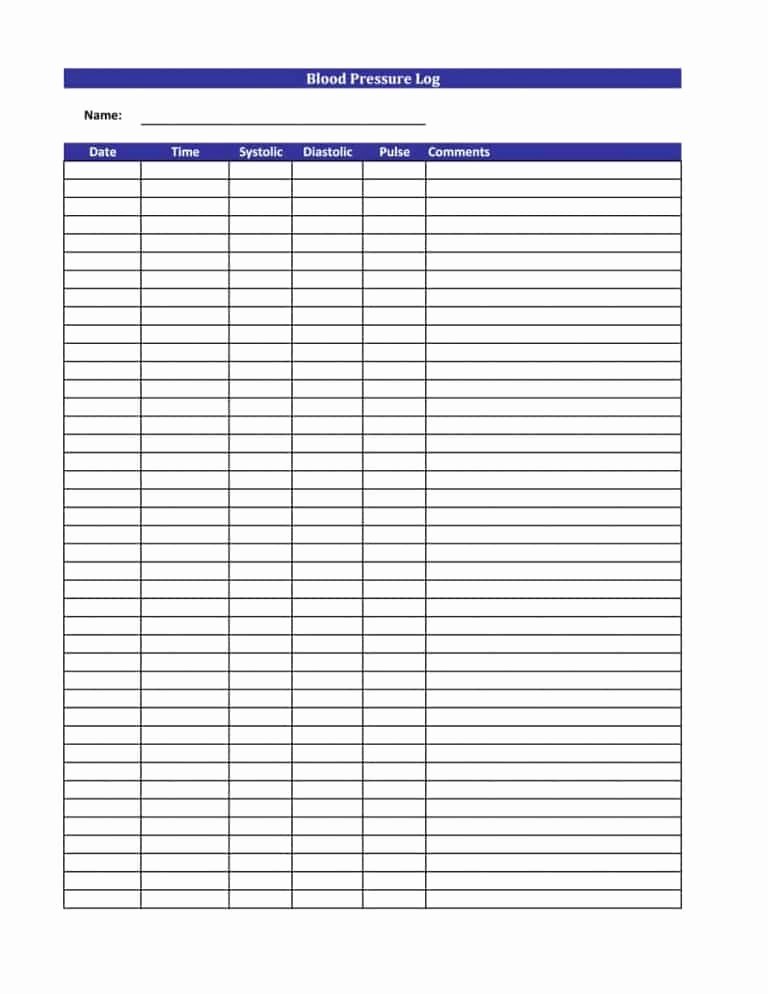 Blood Pressure Log Excel Fresh 56 Daily Blood Pressure Log Templates [excel Word Pdf]