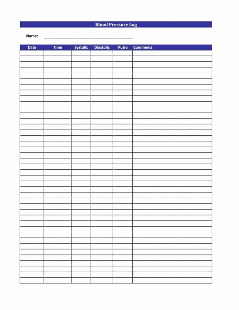 Blood Pressure Spreadsheet Template Plmnature