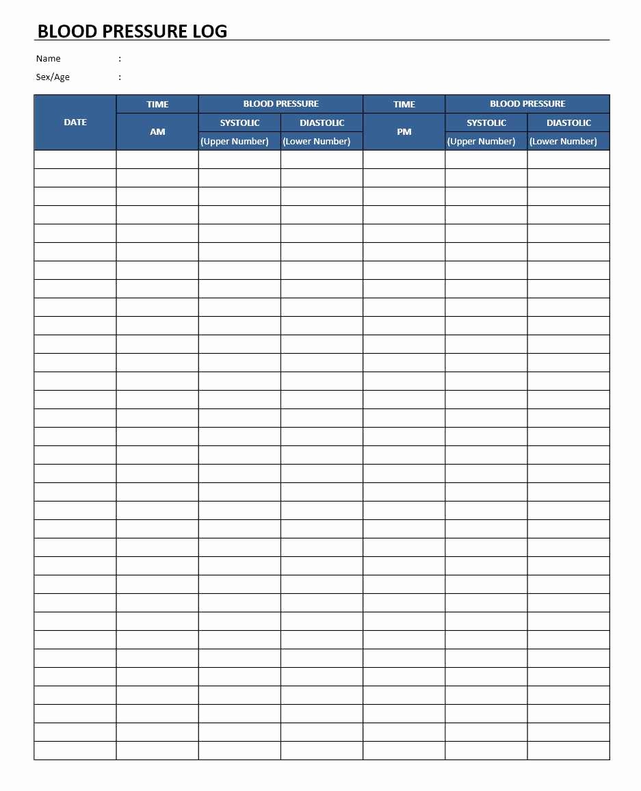 Blood Pressure Log Excel New Blood Pressure Log Template Excel Templates