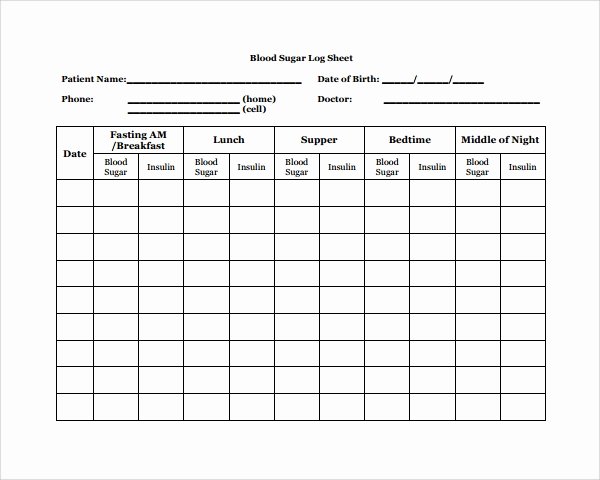 Blood Sugar Log Template Excel Awesome Sample Blood Sugar Log Template 8 Free Documents In Pdf