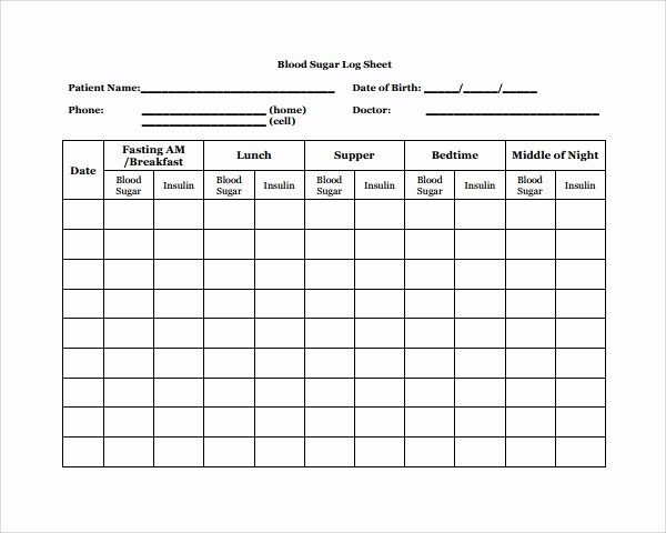 Blood Sugar Log Template Excel Awesome Sample Blood Sugar Log Template 8 Free Documents In Pdf