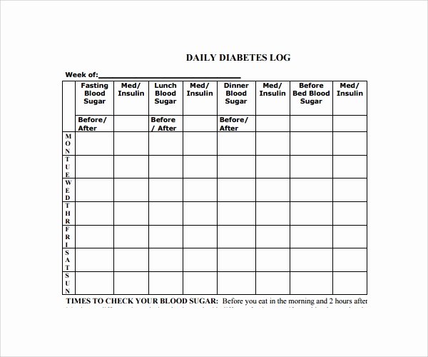 Blood Sugar Log Template Excel Inspirational Sample Blood Sugar Log Template 8 Free Documents In Pdf