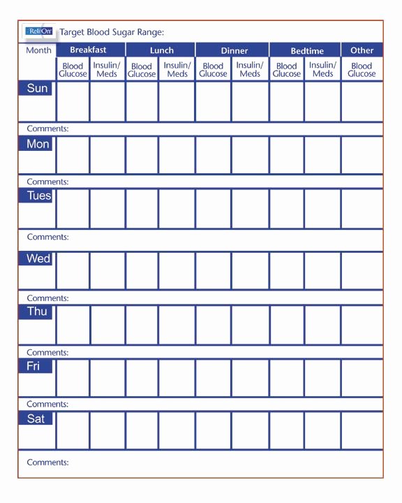 Blood Sugar Log Template Excel Lovely Free Printable Blood Sugar Log