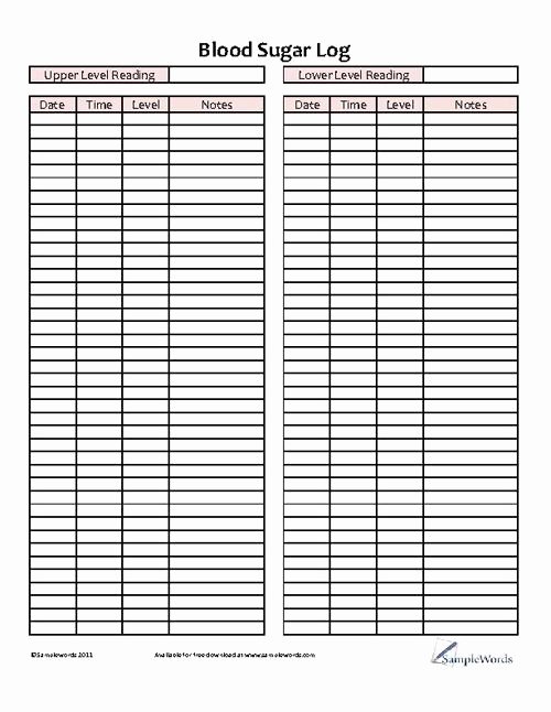 Blood Sugar Log Template Excel Unique Blood Sugar Log