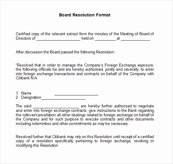 Board Of Directors Resolution Elegant 7 Board Resolution Samples Pdf Doc