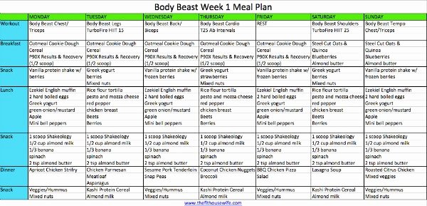 Body Beast Meal Plan Spreadsheet Awesome Women S Body Beast Week 1 Meal Plan