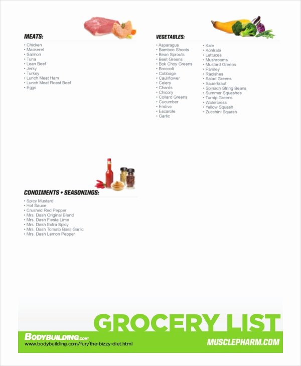 Bodybuilding Meal Plan Template Luxury Bodybuilding Grocery List