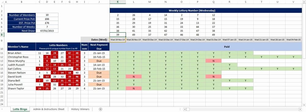 Bonus Plan Template Excel Luxury Uk National Lottery Lotto Bingo and Bonus Ball Syndicate