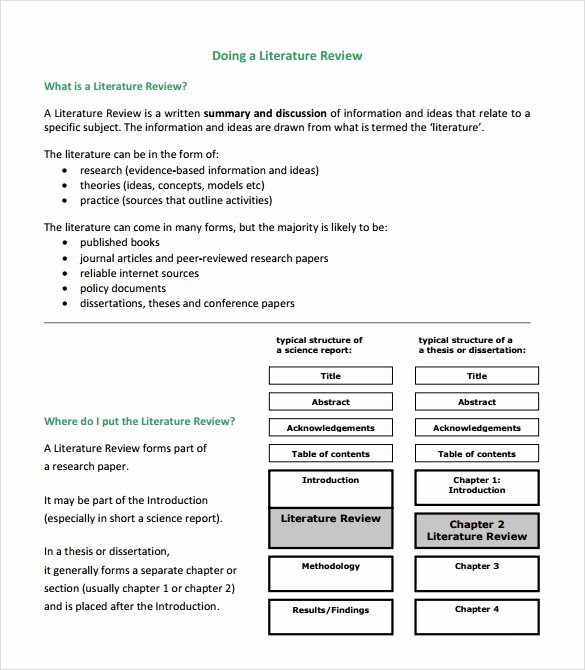 Book Review Template Pdf Fresh Sample Literature Review Template 6 Documents In Pdf Word