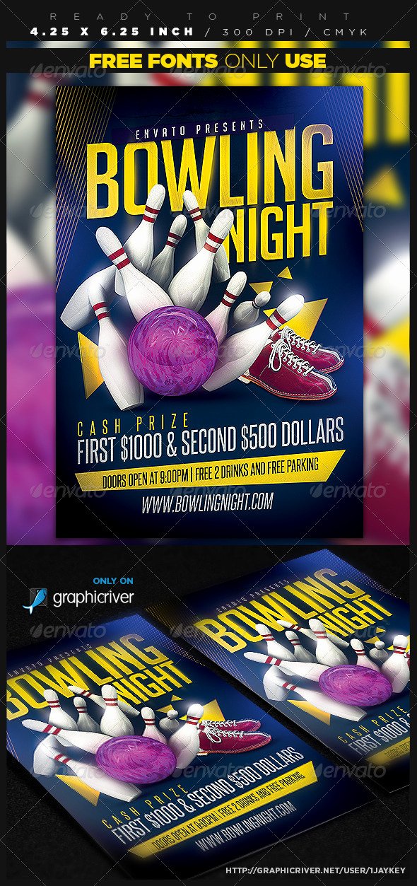 Bowling Flyer Template Free Elegant Bowling Party Flyer Template by 1jaykey