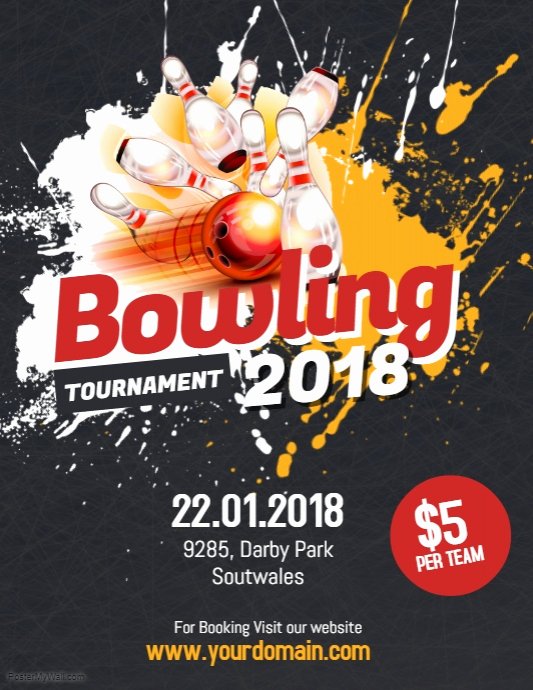 Bowling Flyer Template Free Inspirational Bowling tournament Flyer Poster Template