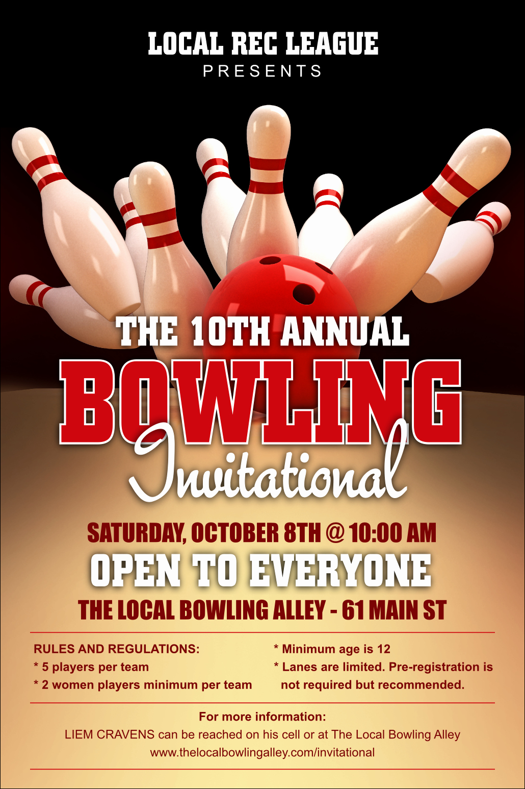 Bowling Flyer Template Free Lovely Bowling League Poster