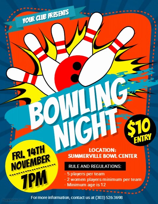 Bowling Flyer Template Free Lovely Bowling Night Flyer Template