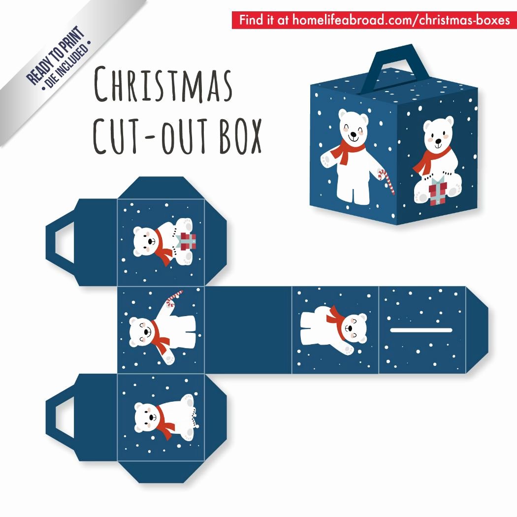 Box Cut Outs Elegant Blue Polar Bear Christmas Cut Out Box with Ready to