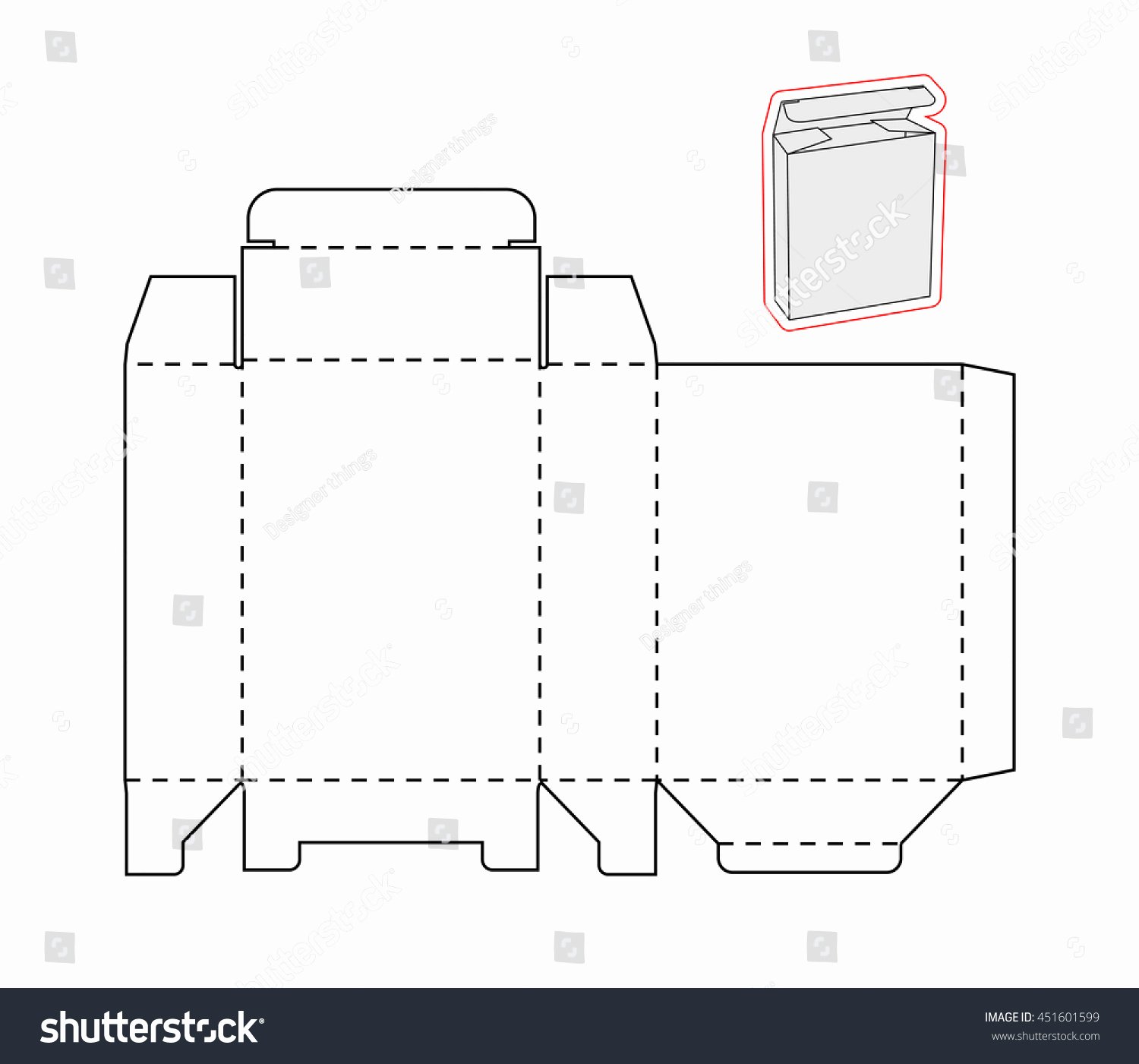 Box Cut Outs Elegant Template Simple Box Cut Out Paper Stock Vector