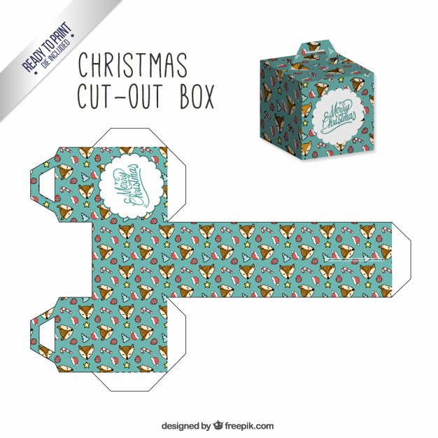 Box Cut Outs Lovely Christmas Cut Out Box with Lovely Foxes Vector