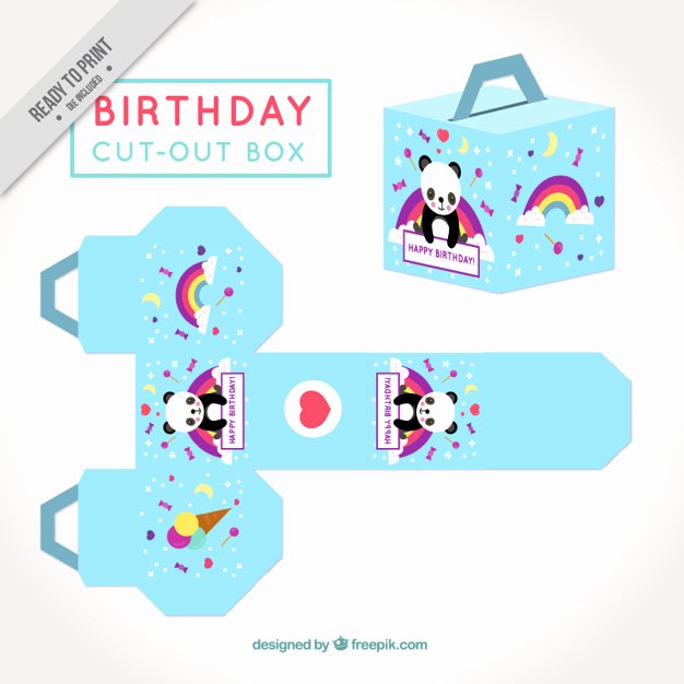 Box Cut Outs New Cute Cut Out Box for Birthday Vector