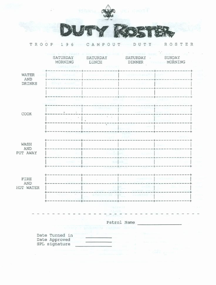 Boy Scout Duty Roster Template Luxury with Nepal In Duty Roster